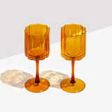 Fazeek Wave Wine Glass - Set of 2 | Amber