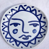 Blue & White Sun Face Dinner Plate set of TWO